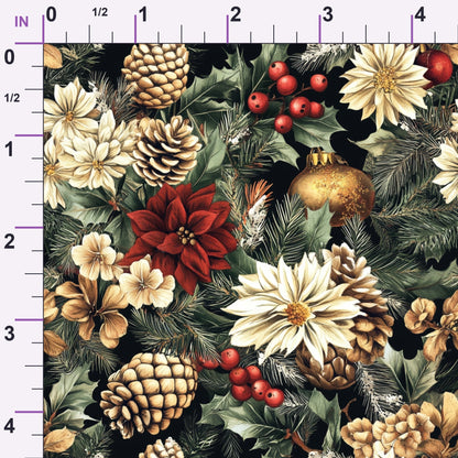 Yuletide Blooms Pattern 2 Minky Fabric