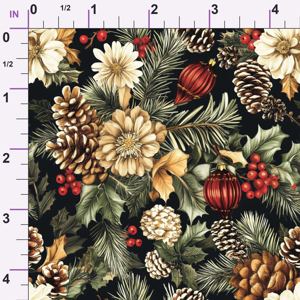 Yuletide Blooms Pattern 3 Minky Fabric
