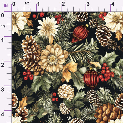 Yuletide Blooms Pattern 3 Minky Fabric