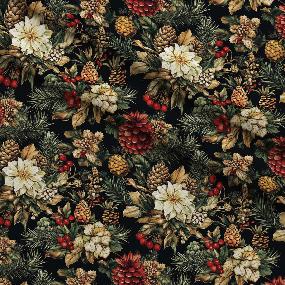 Yuletide Blooms Pattern 4 Minky Fabric