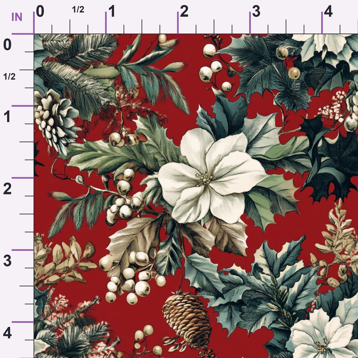 Yuletide Blooms Pattern 8 Minky Fabric