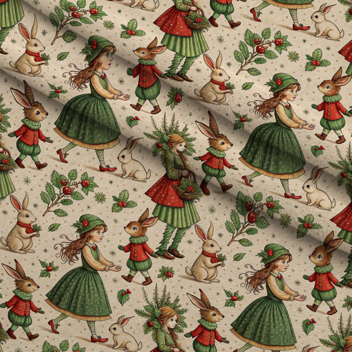 Yuletide Hare Pattern 30 Minky Fabric