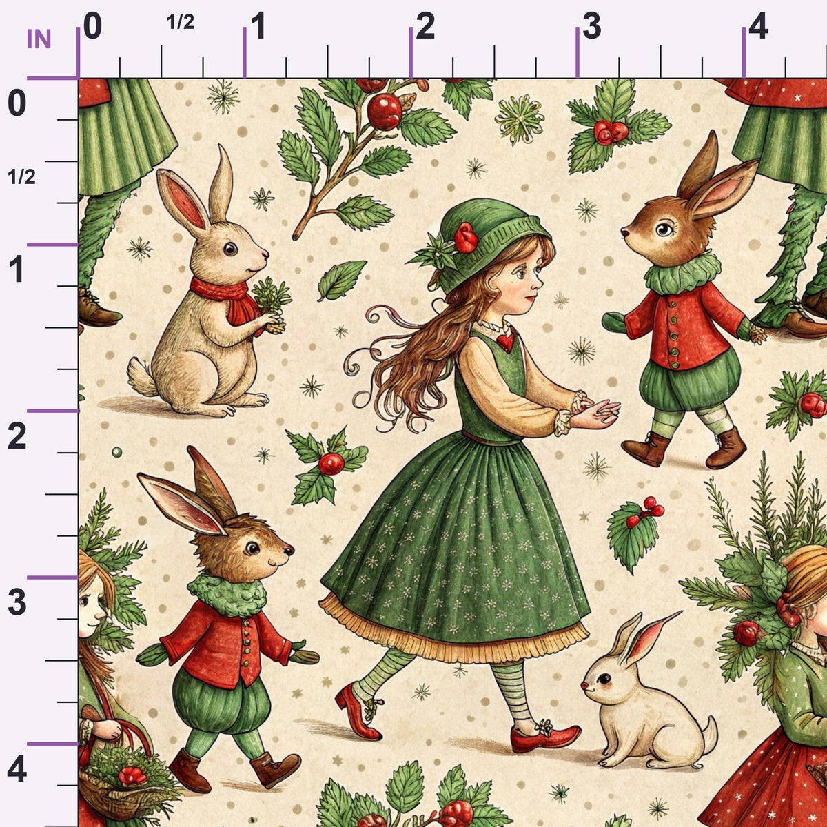 Yuletide Hare Pattern 30 Minky Fabric