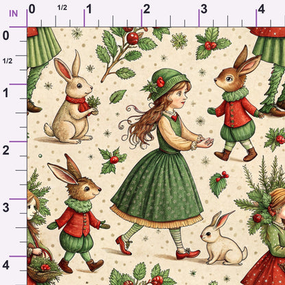 Yuletide Hare Pattern 30 Minky Fabric