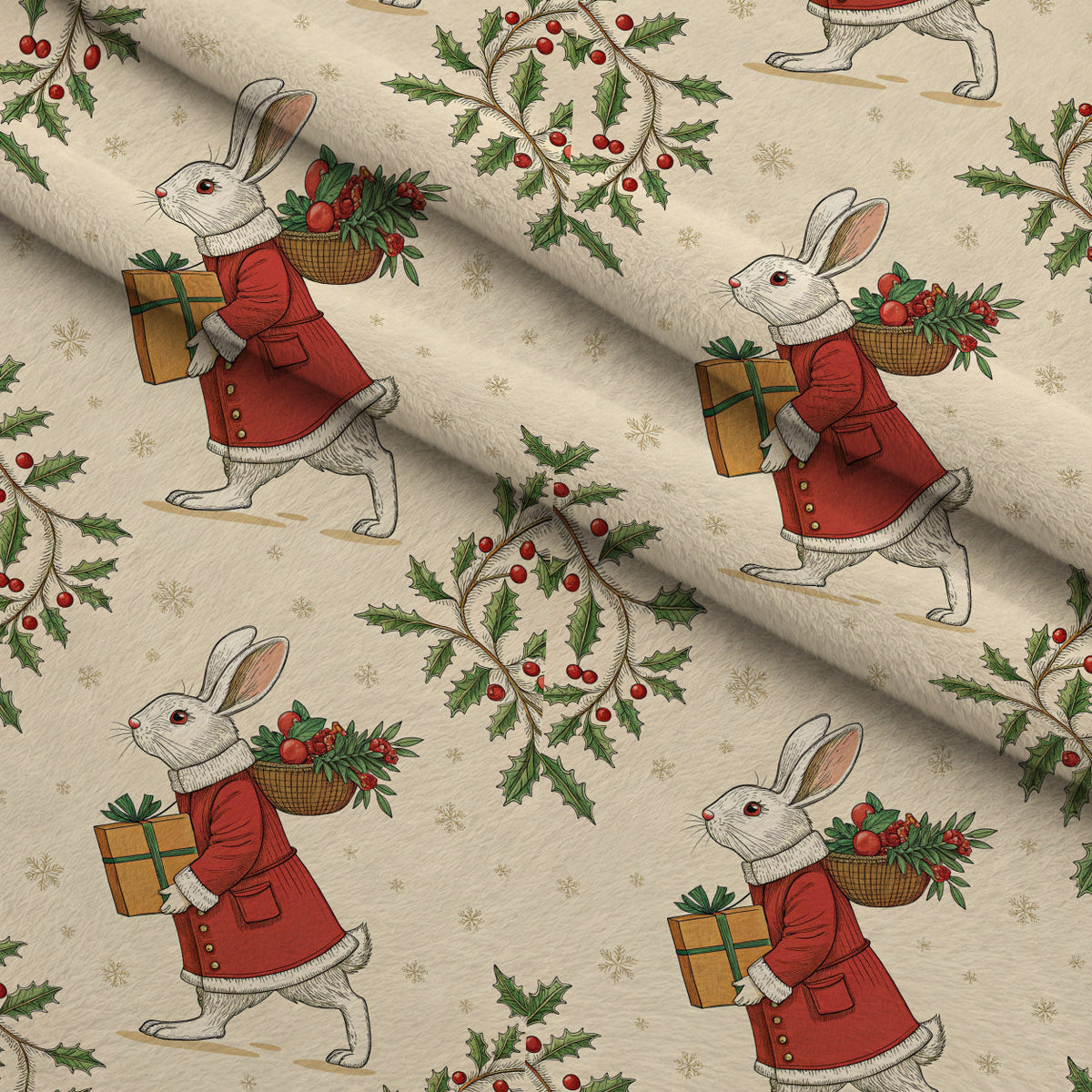 Yuletide Hare Pattern 32 Minky Fabric