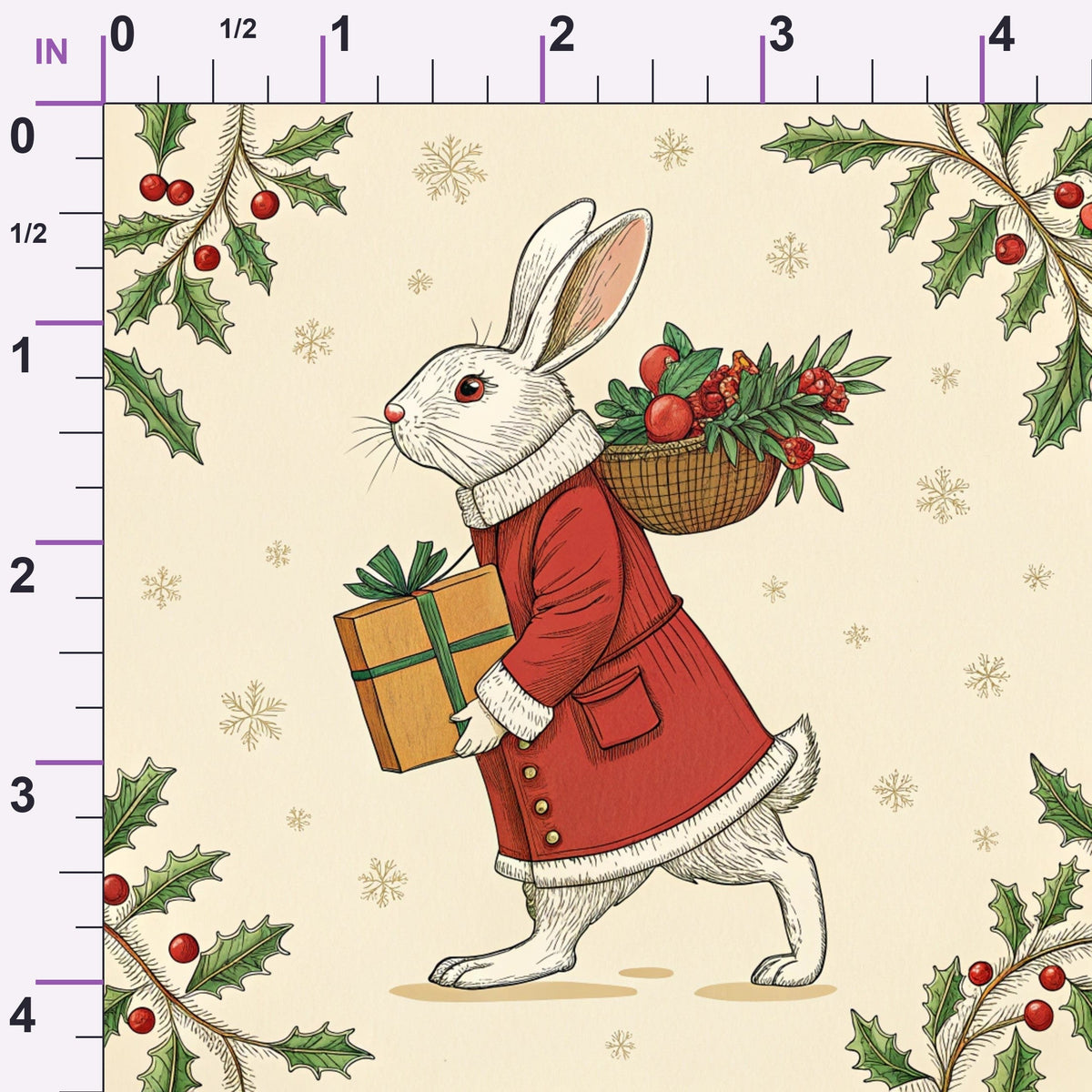 Yuletide Hare Pattern 32 Minky Fabric