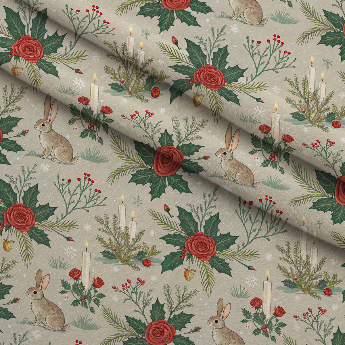 Yuletide Hare Pattern 35 Minky Fabric