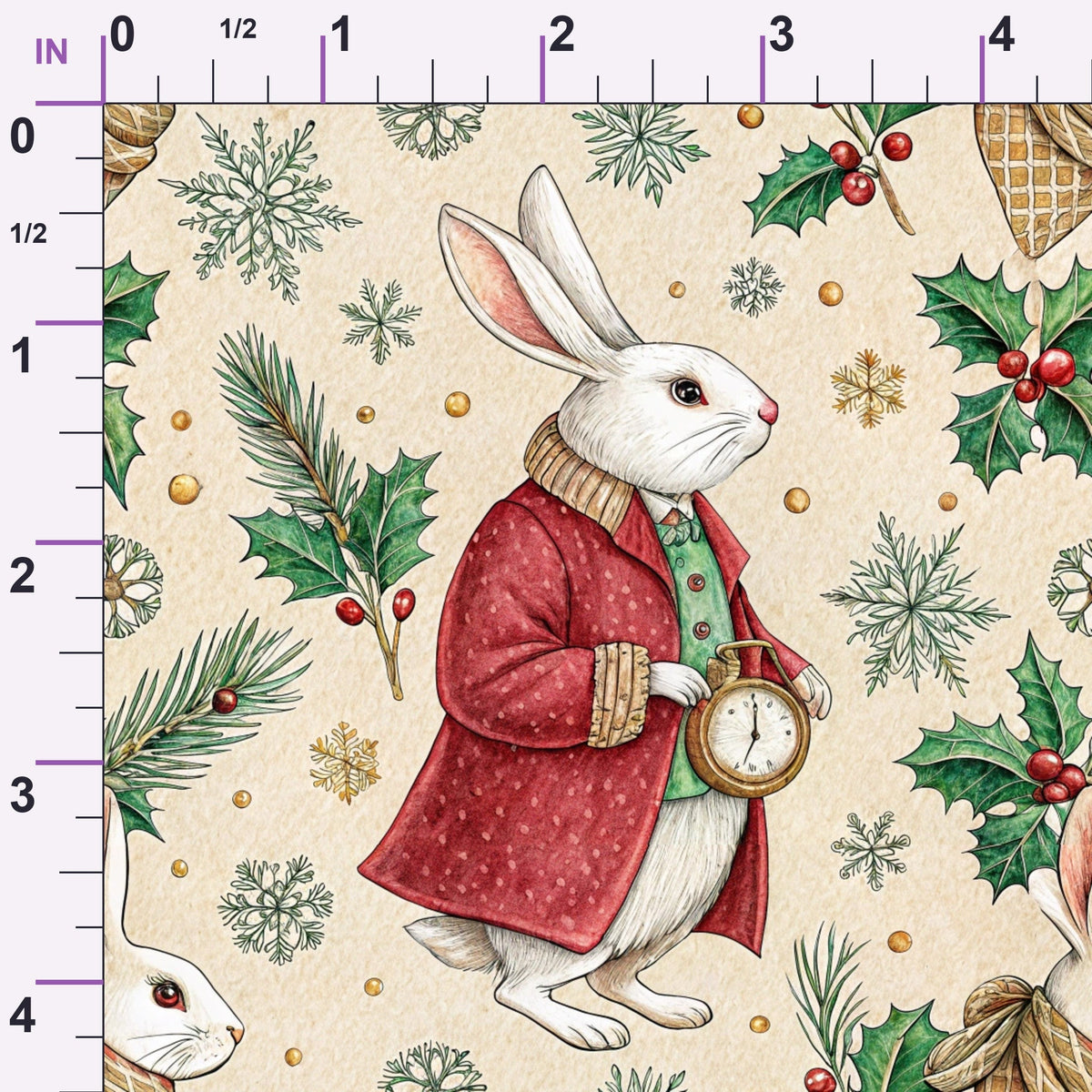 Yuletide Hare Pattern 36 Minky Fabric
