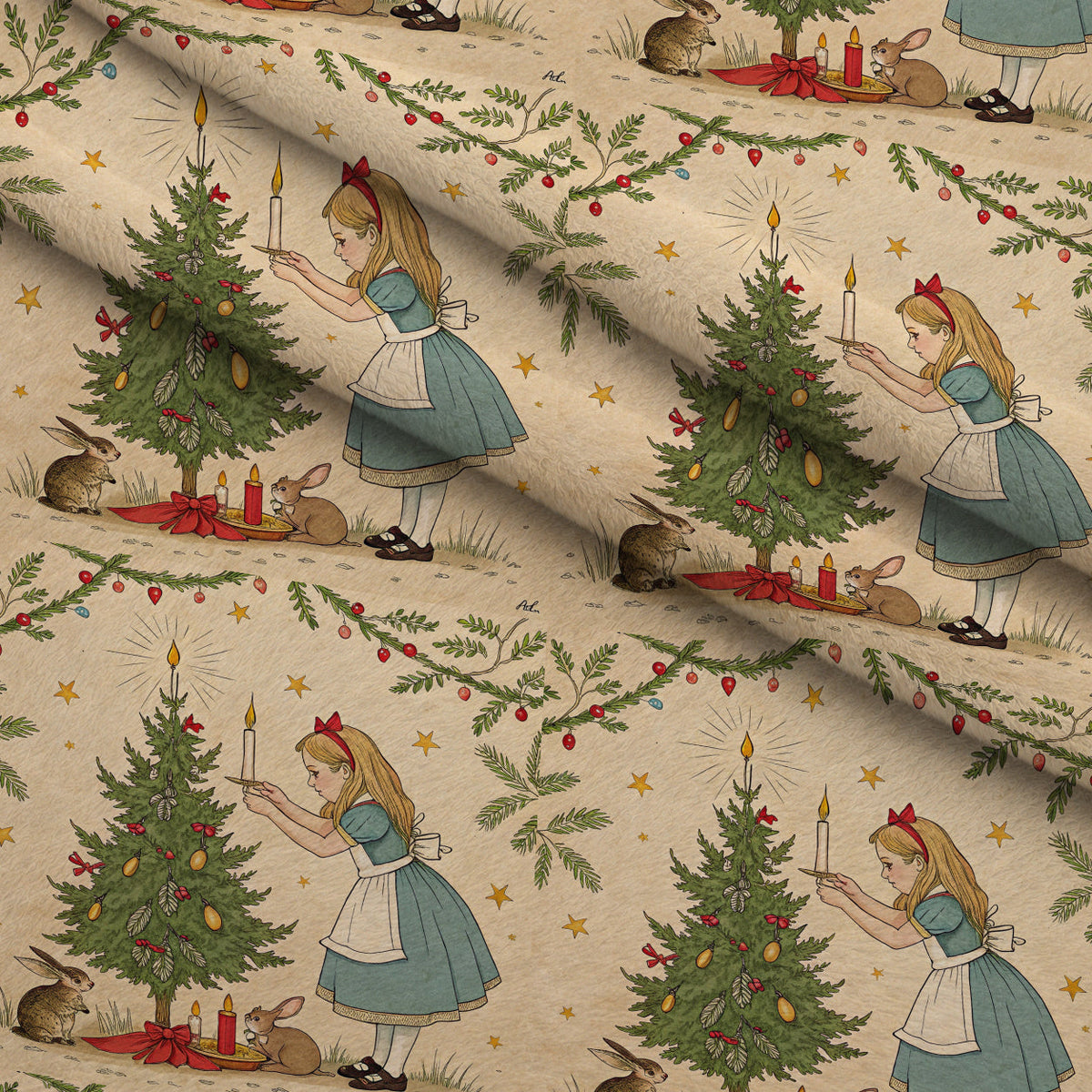 Yuletide Hare Pattern 37 Minky Fabric