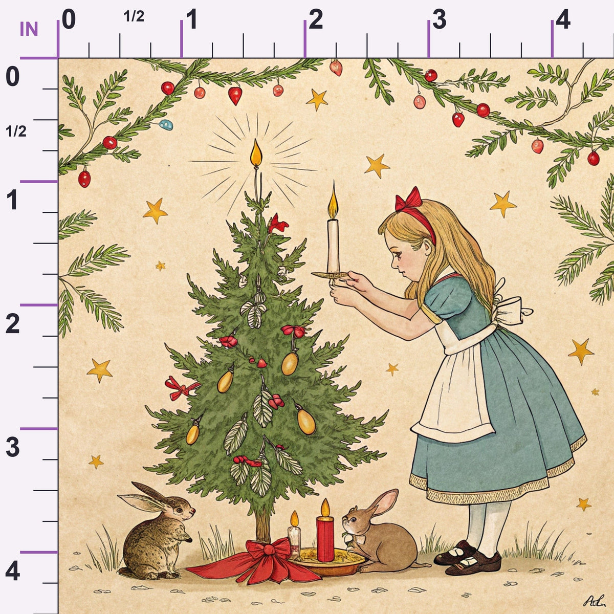 Yuletide Hare Pattern 37 Minky Fabric