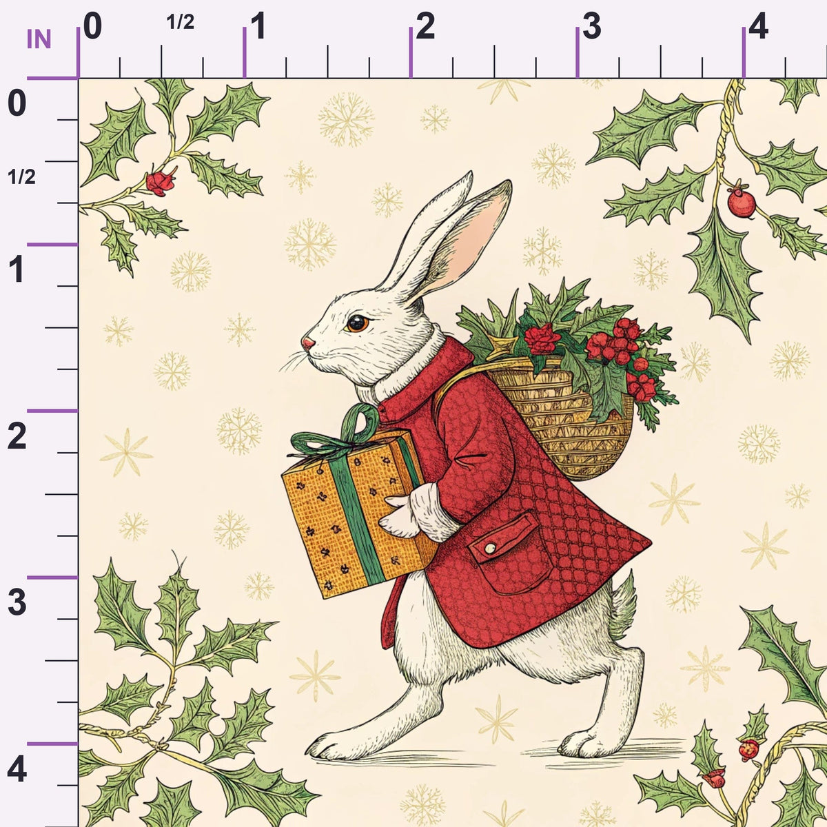 Yuletide Hare Pattern 41 Minky Fabric