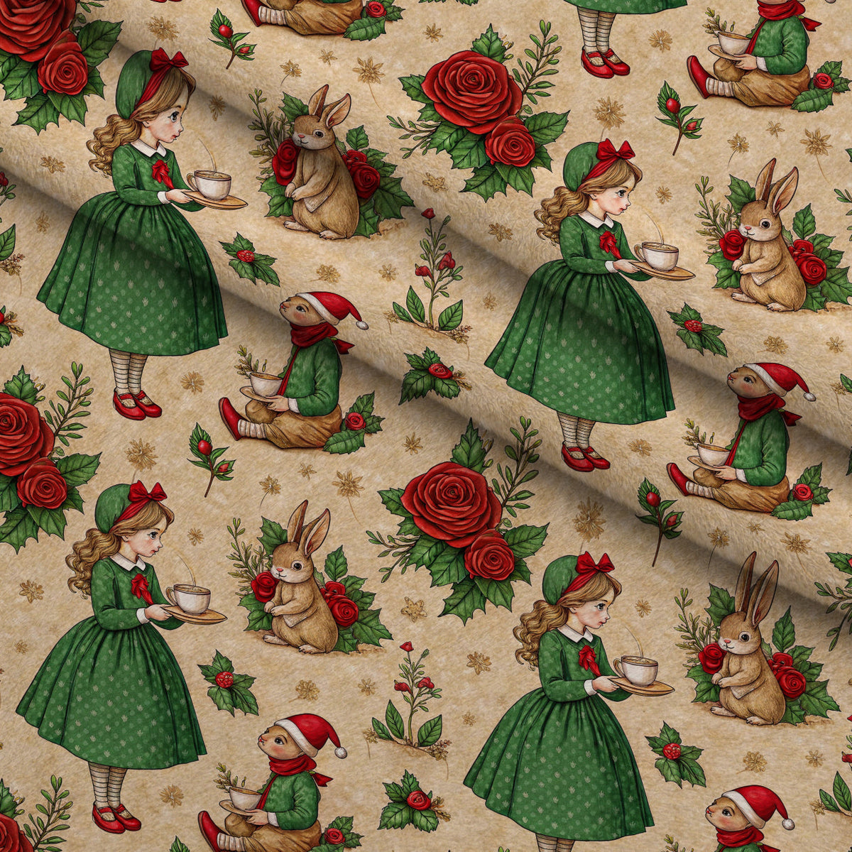 Yuletide Hare Pattern 42 Minky Fabric