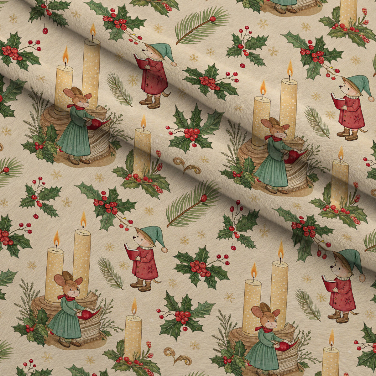 Yuletide Hare Pattern 43 Minky Fabric