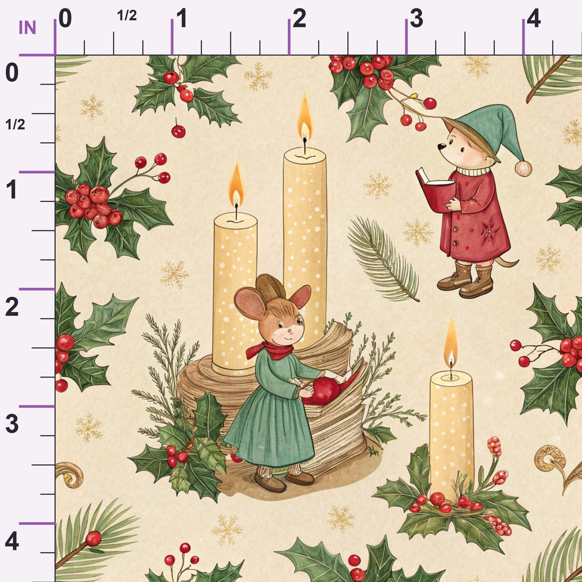 Yuletide Hare Pattern 43 Minky Fabric