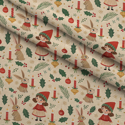 Yuletide Hare Pattern 48 Minky Fabric