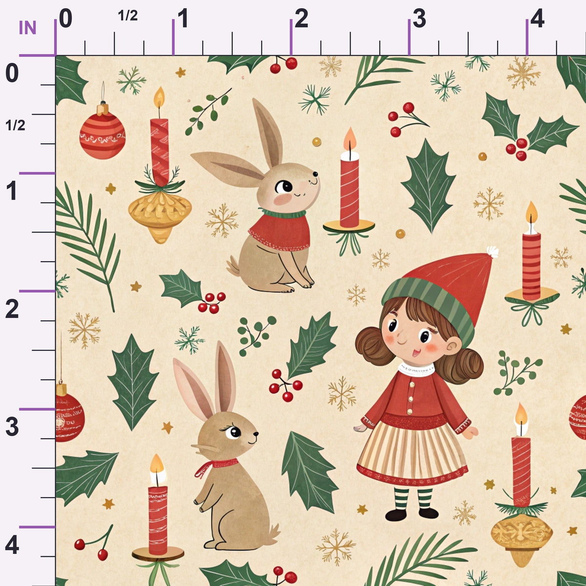 Yuletide Hare Pattern 48 Minky Fabric