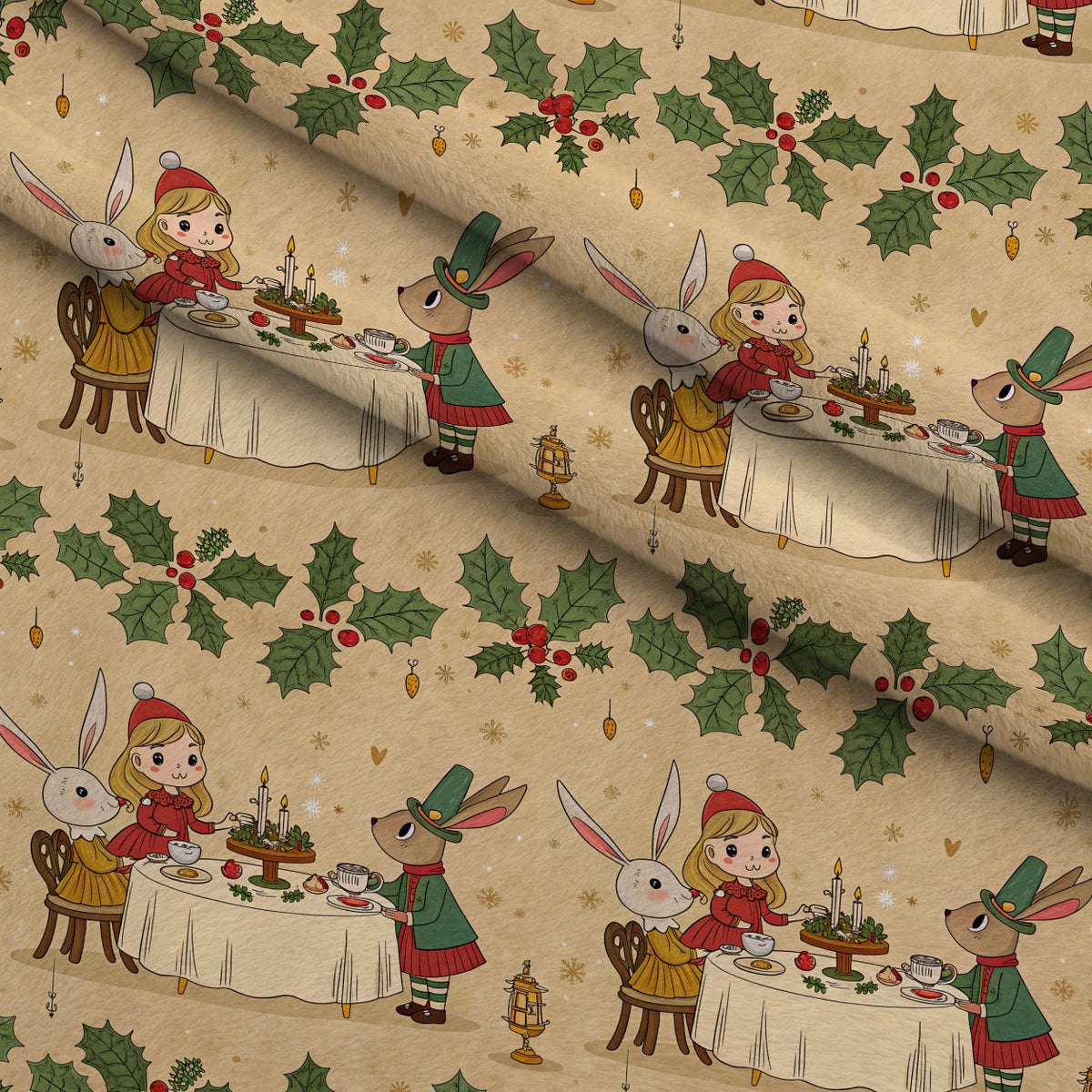Yuletide Hare Pattern 49 Minky Fabric