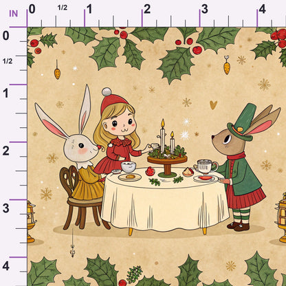 Yuletide Hare Pattern 49 Minky Fabric
