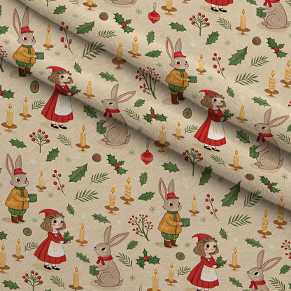 Yuletide Hare Pattern 52 Minky Fabric