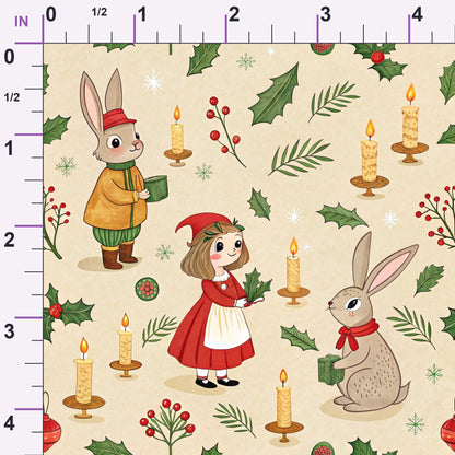 Yuletide Hare Pattern 52 Minky Fabric