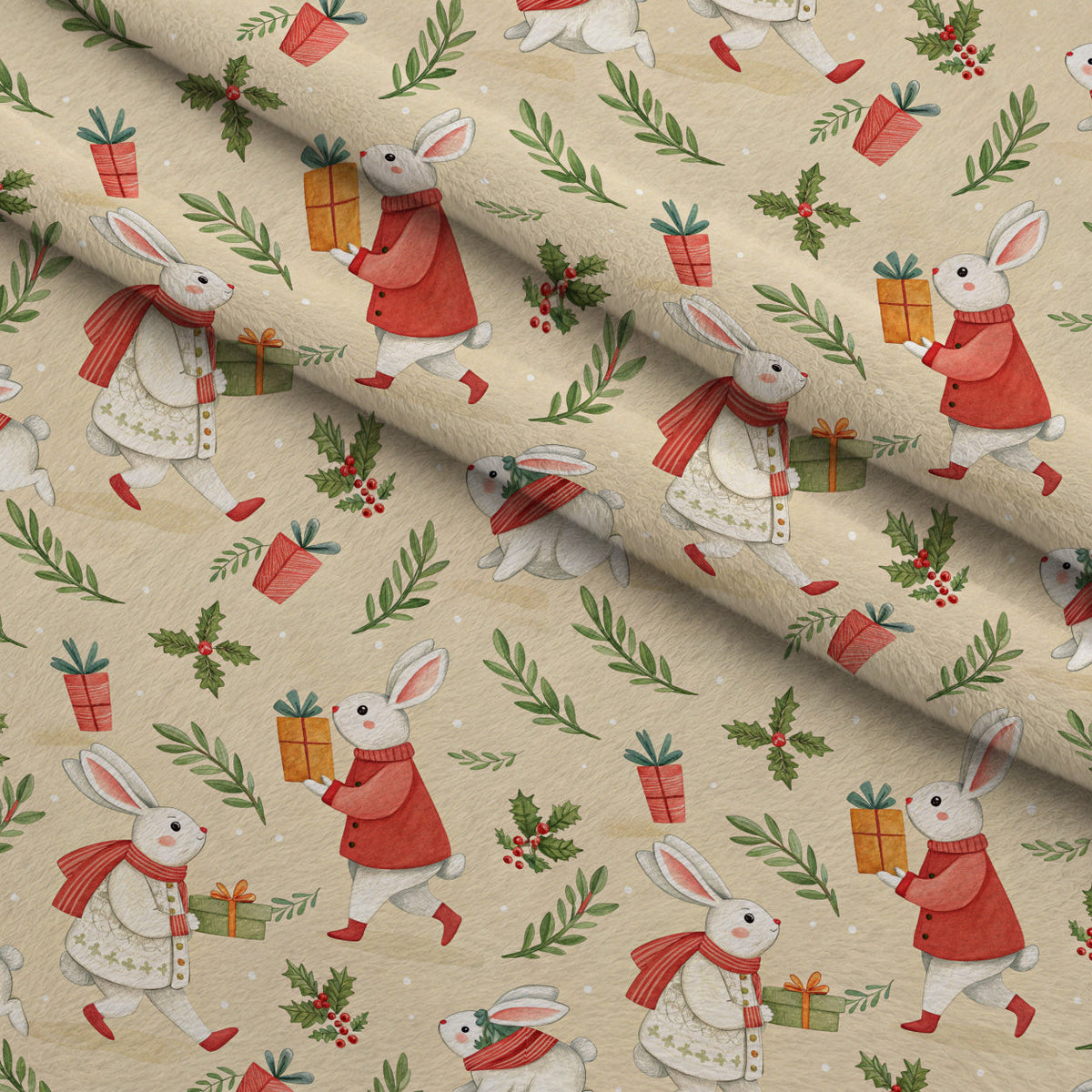 Yuletide Hare Pattern 54 Minky Fabric