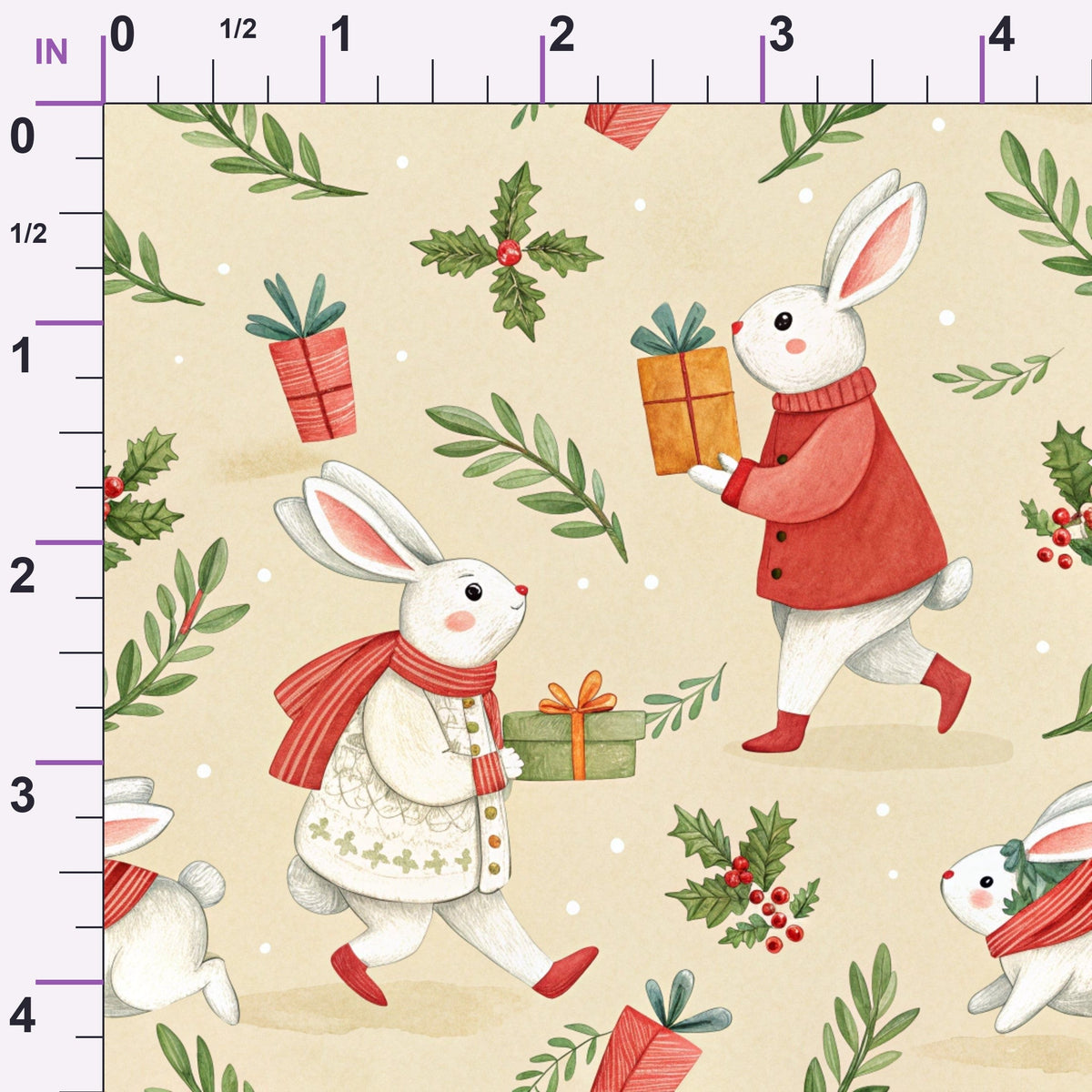 Yuletide Hare Pattern 54 Minky Fabric