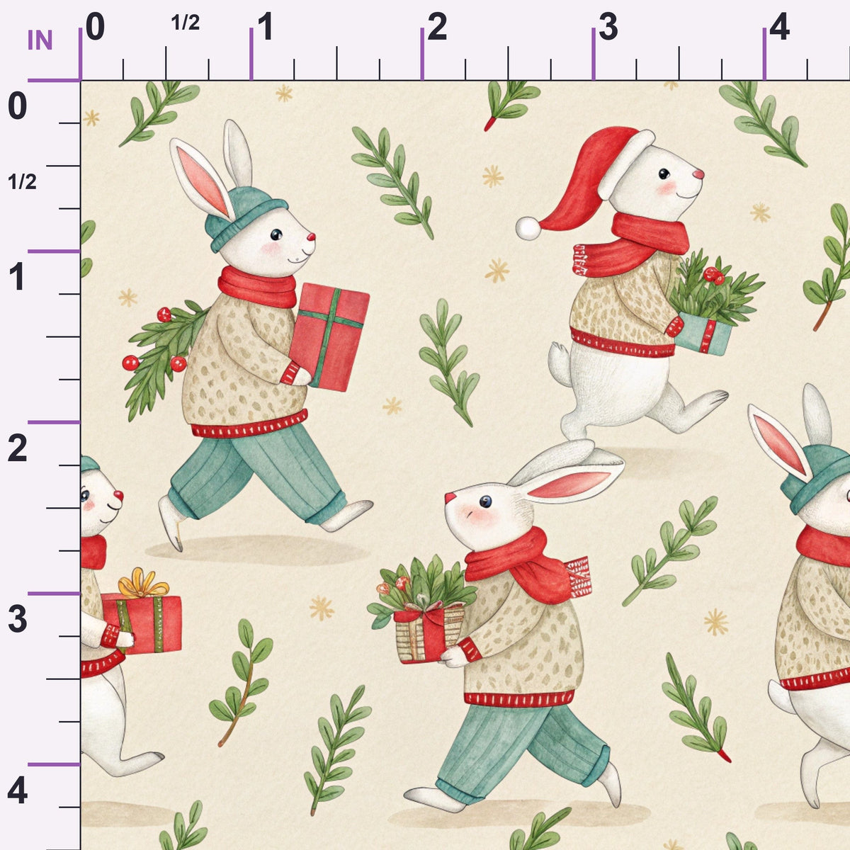 Yuletide Hare Pattern 55 Minky Fabric